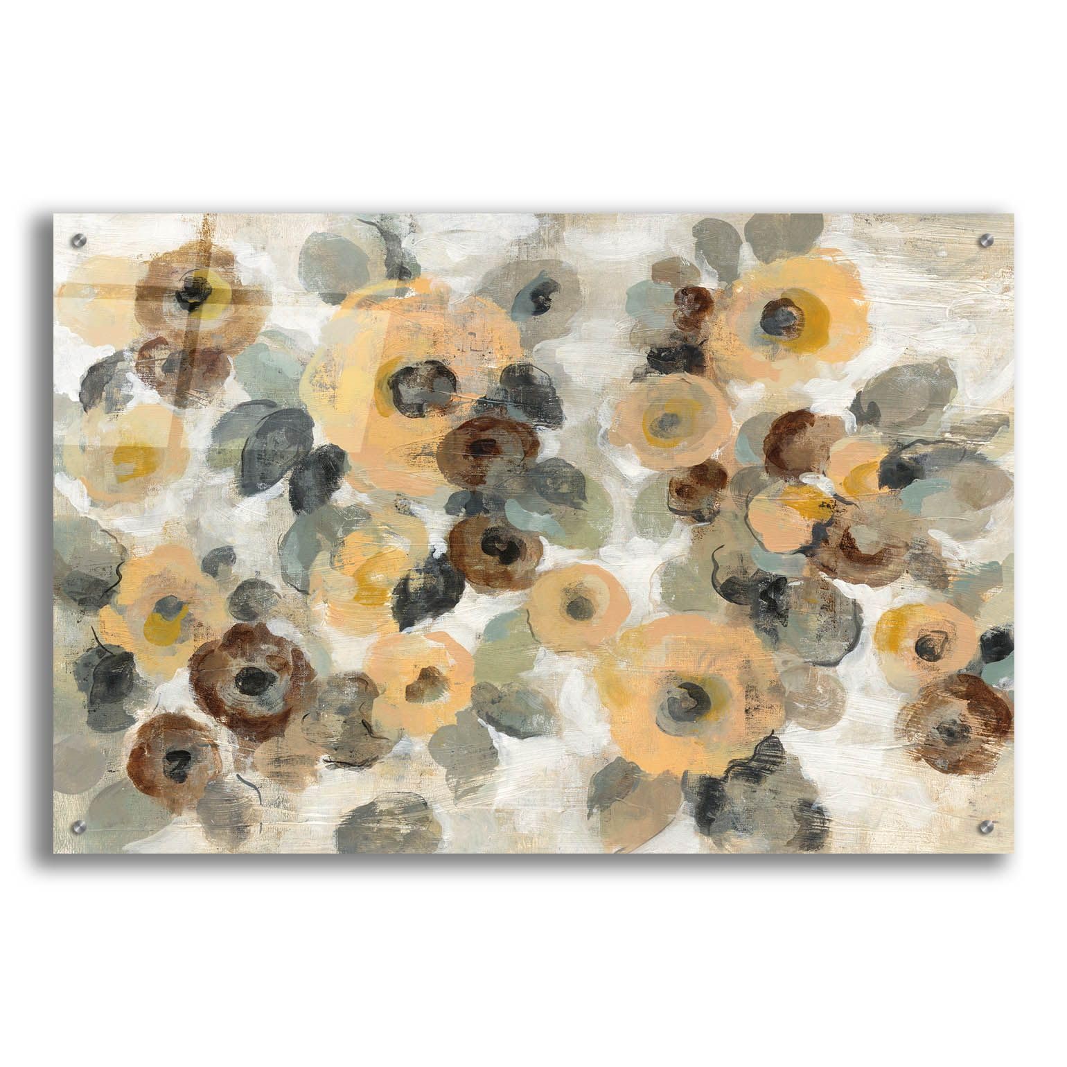 Silvia Vassileva Neutral Floral I Acrylic Glass Wall Art - 36x24 Inches Modern Floral Painting for Living Room, Bedroom & Office Decor