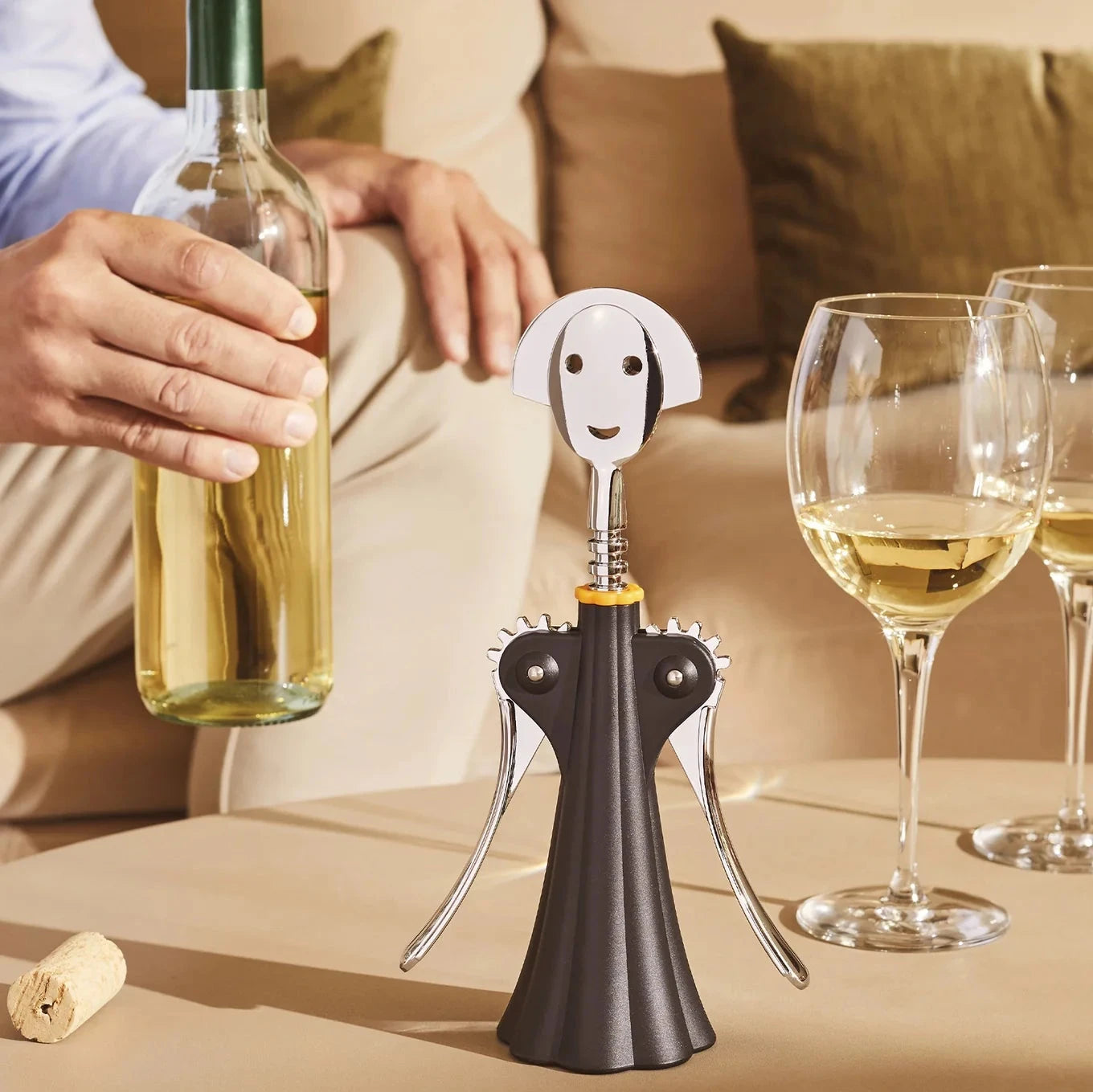 Anna G Corkscrew - Elegant Black Wine Opener for Home, Parties & Gifts | Italian Design Corkscrew with Smooth Operation