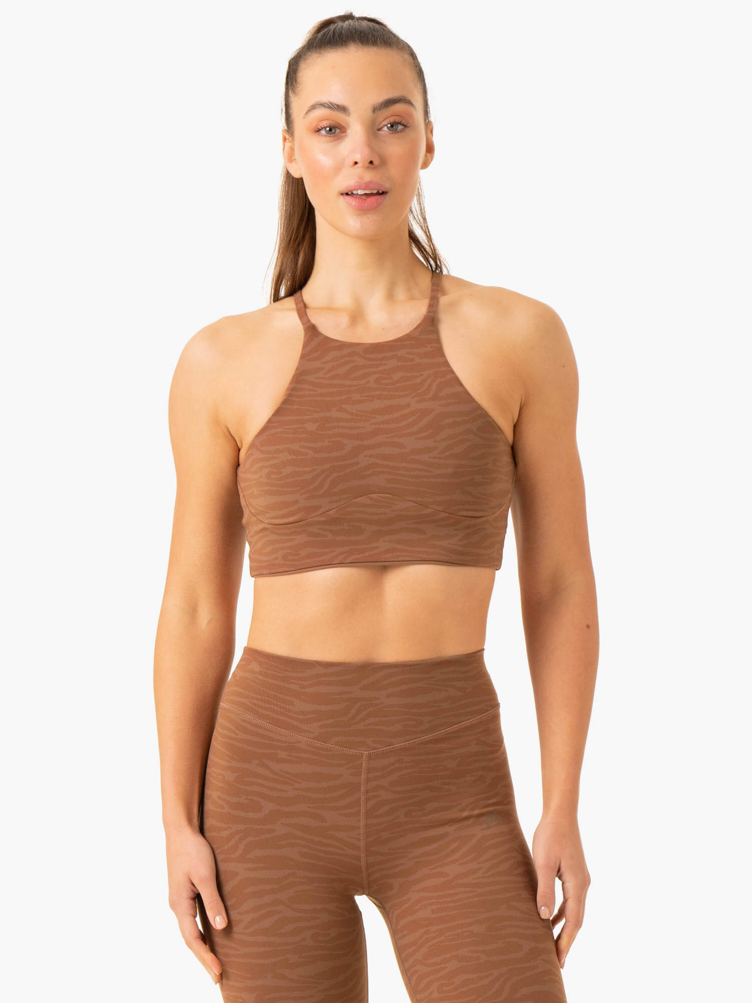 Reversible Sports Crop Top - Chocolate Zebra Print - Workout, Yoga & Gym Wear for Women - Comfortable & Stylish Activewear