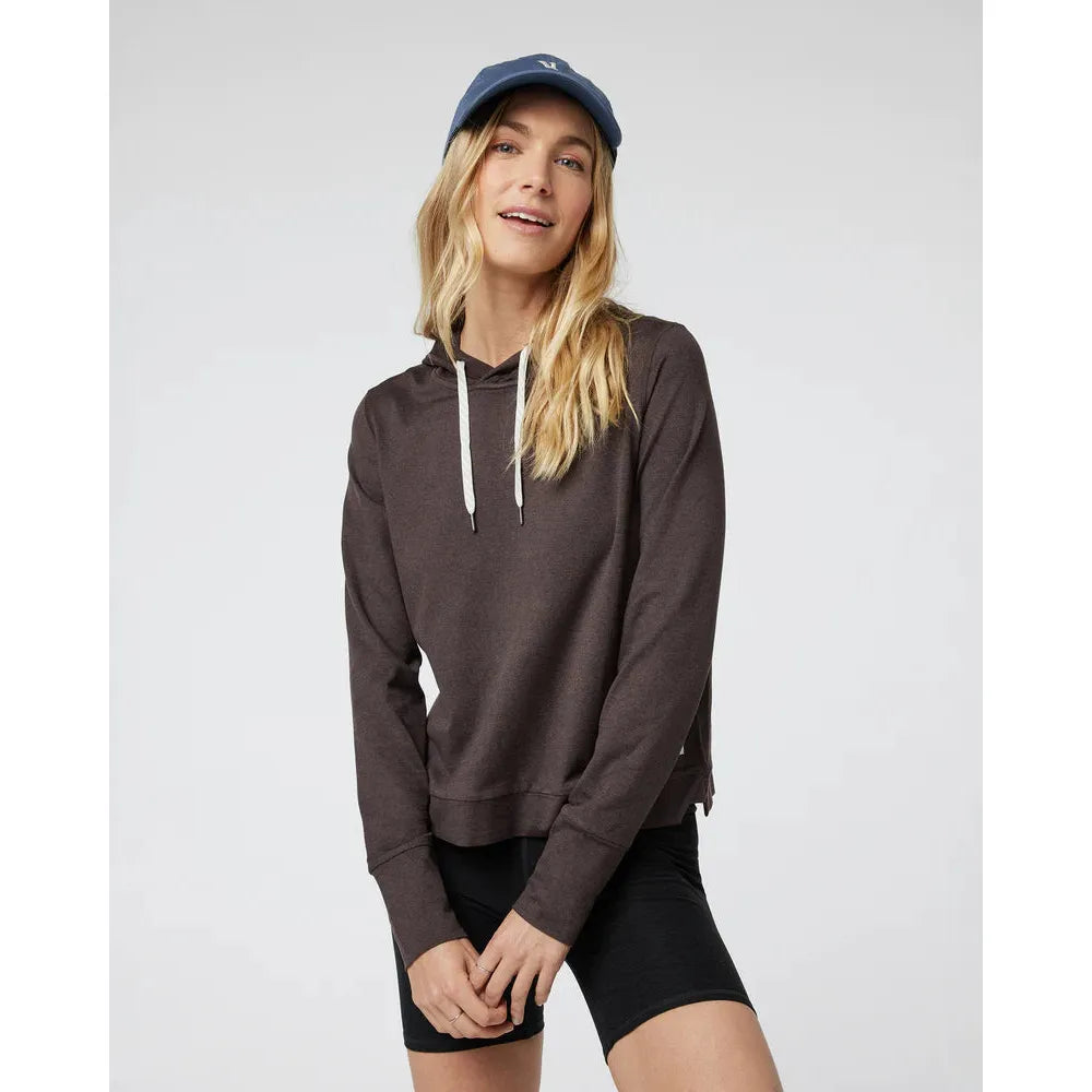 Vuori Women's Halo Essential Hoodie - Soft Fleece Pullover Sweatshirt in Java Heather for Yoga, Running & Casual Wear