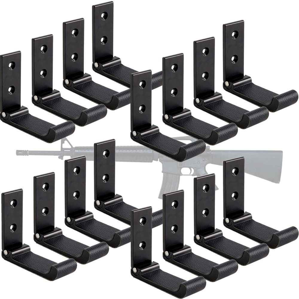 Wall Mount Gun Rack - Folding Shotgun Hooks with Soft Padding for Safe Storage | Scratchproof Gun Hanger for Rifles, Swords & Bows | Perfect for Home, Cabin, Hunting Lodge & Gun Room Organization