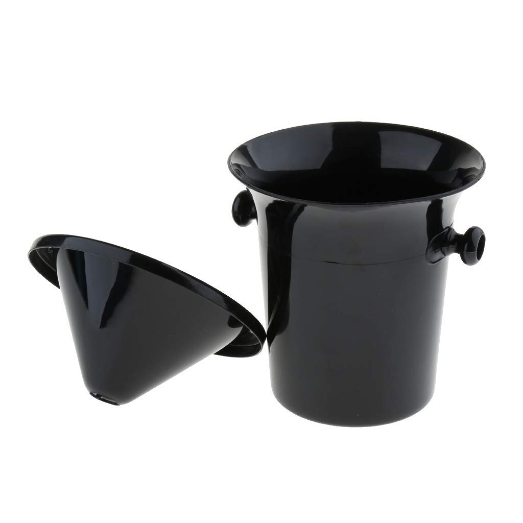 3-Piece Black Plastic Champagne Wine Spittoon Set - 3L Capacity with Funnel for Tastings, Events & Sommelier Use - Durable & Portable Wine Accessories