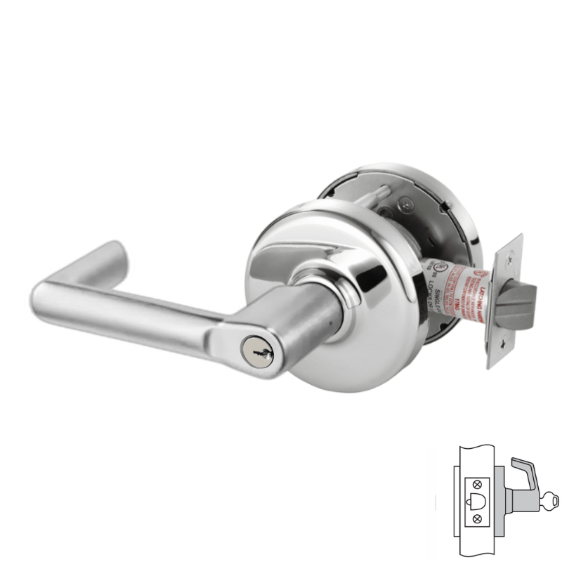 Corbin Russwin CLX3381 123D Cylindrical Lock - Classroom Function with Blank Plate, Decorative Lever & Multiple Core Options - Perfect for Schools, Offices & Commercial Buildings Security