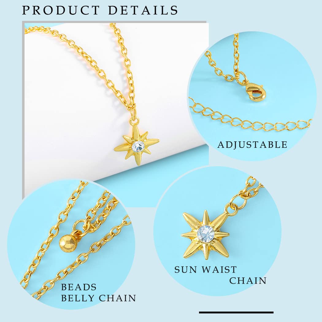 Adjustable Layered Beads Waist Chain - Gold & Silver Sun Belly Chain Jewelry for Women | Perfect for Bikini, Beach, Festival & Boho Fashion Accessories