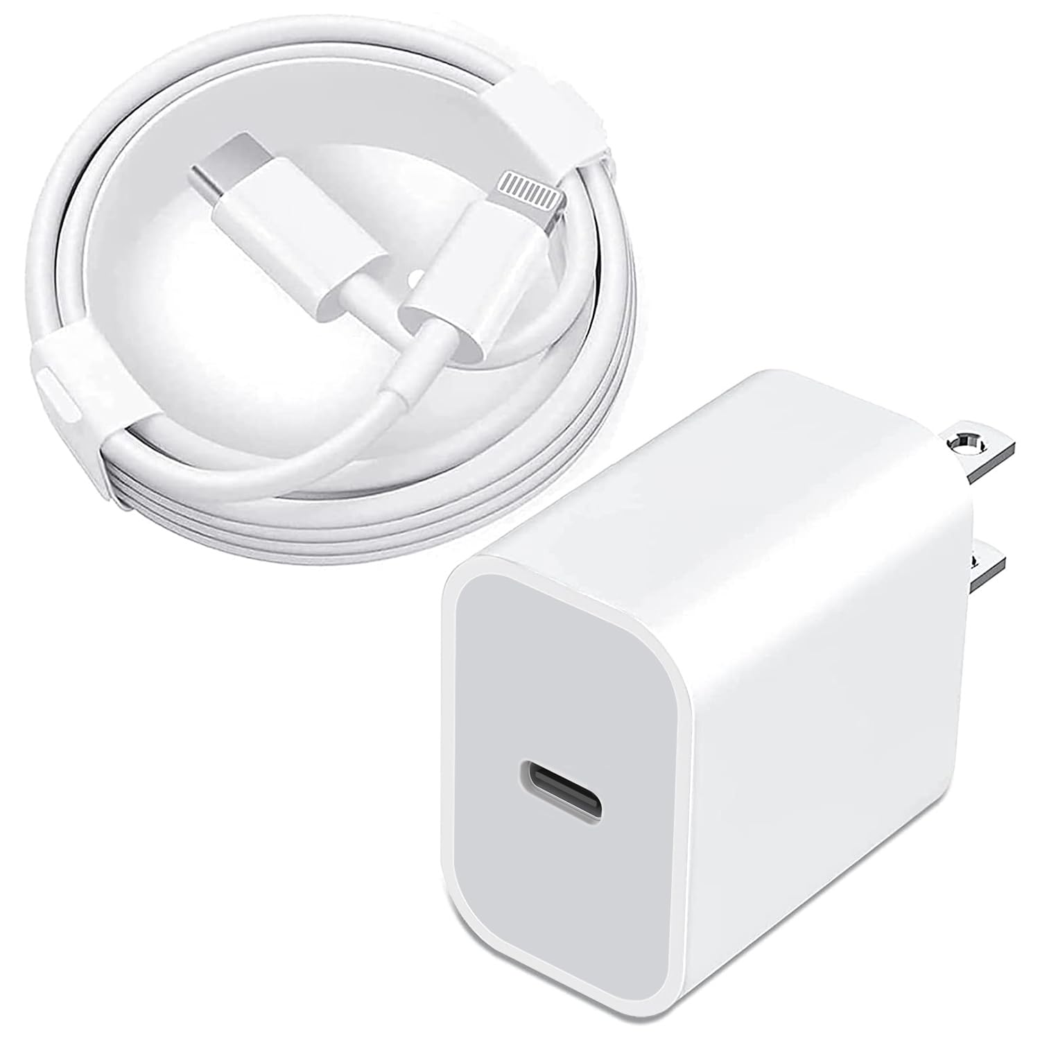 Apple MFi Certified 20W Fast Charger with Lightning Cable - USB C Power Adapter for iPhone 14/13/12/11/XS/XR/X & iPad - Quick Charge for Home, Office & Travel