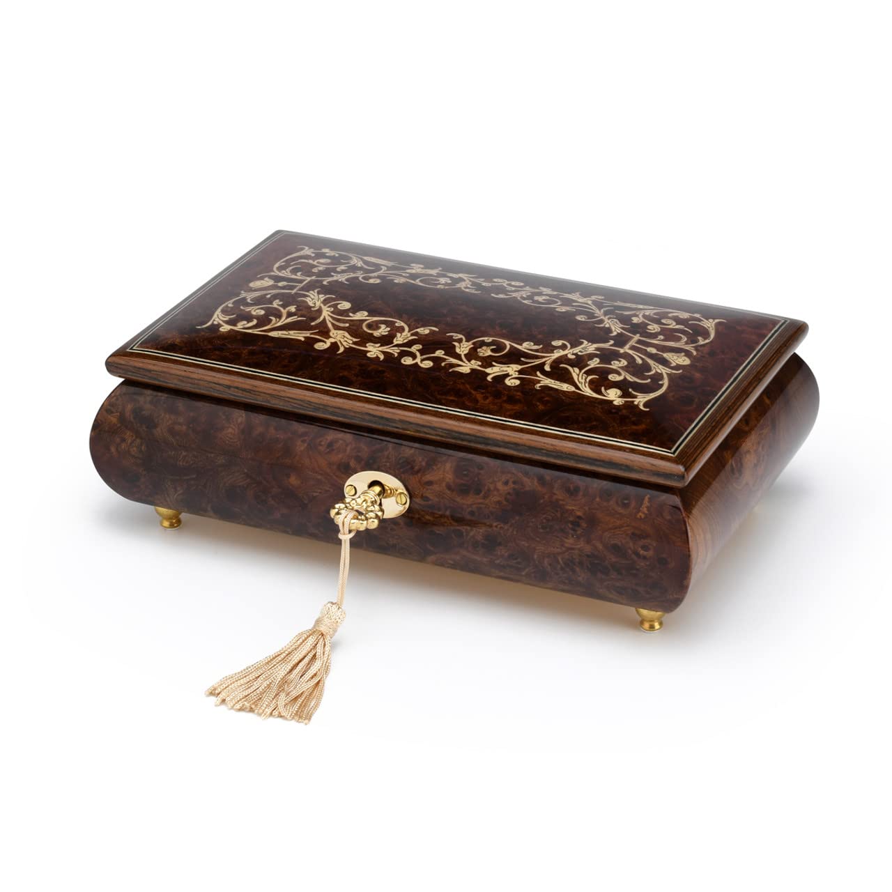Elegant Italian Musical Jewelry Box with Arabesque Design - Plays Wedding March (Mendelssohn) & Multiple Melodies - Perfect for Weddings, Anniversaries & Gift Giving