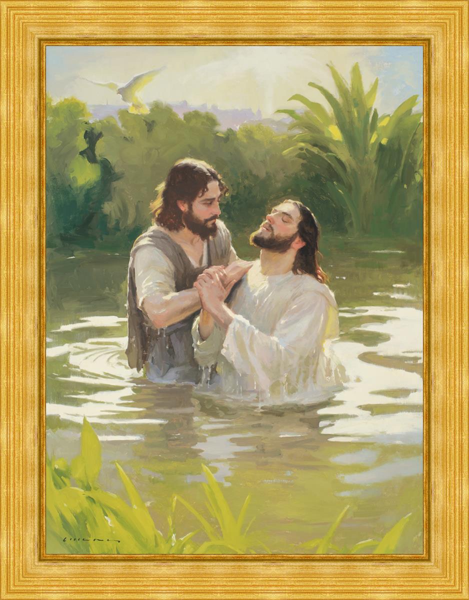 Baptism of The Savior Large Wall Art - Religious Home Decor for Church, Living Room & Office - Inspirational Christian Painting