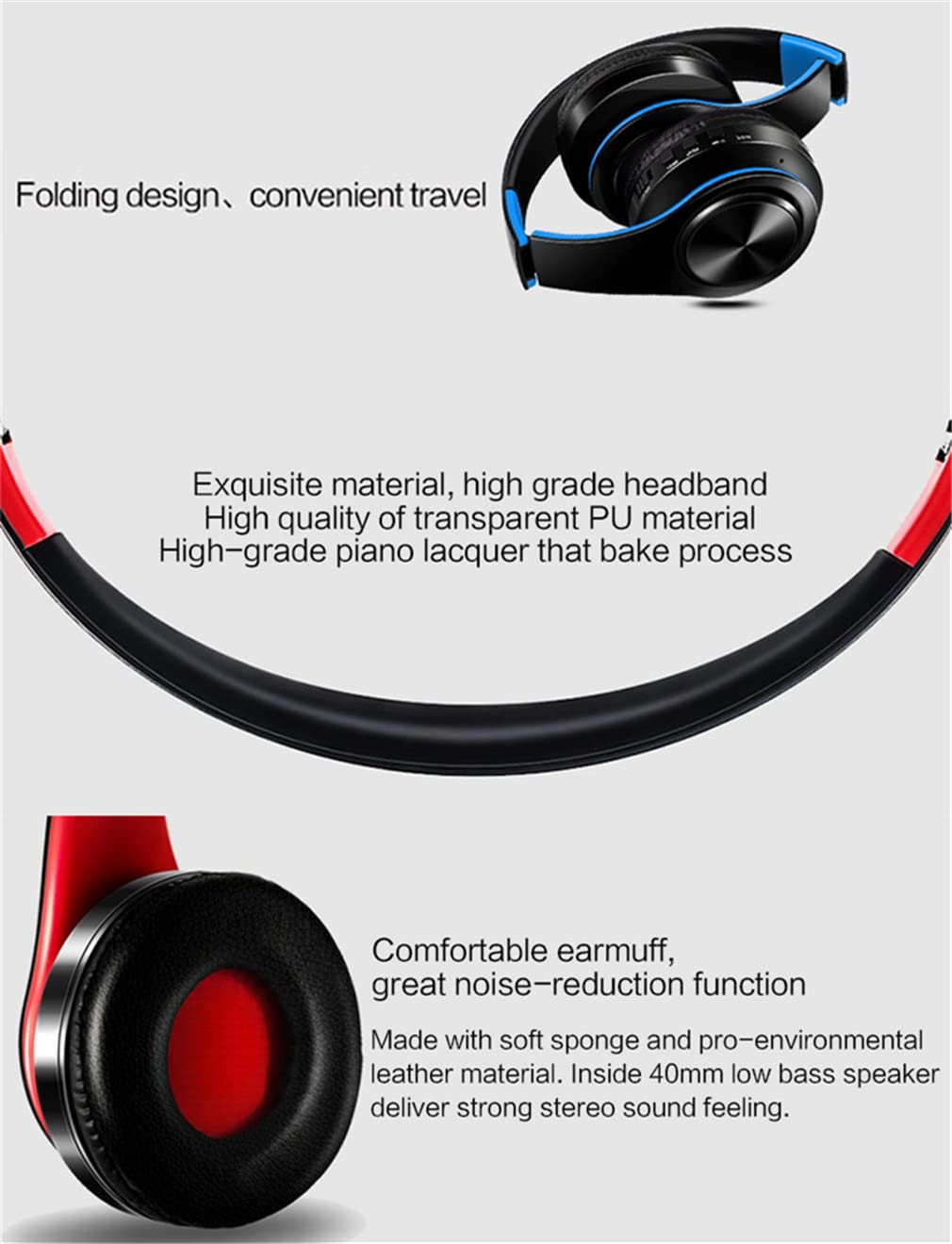 Wireless On-Ear Bluetooth 5.0 Headphones with Noise Canceling Mic - Foldable HiFi Stereo Sound, Hi-Res Audio, 10H Playtime (Green) - Perfect for Sports, Travel & Work
