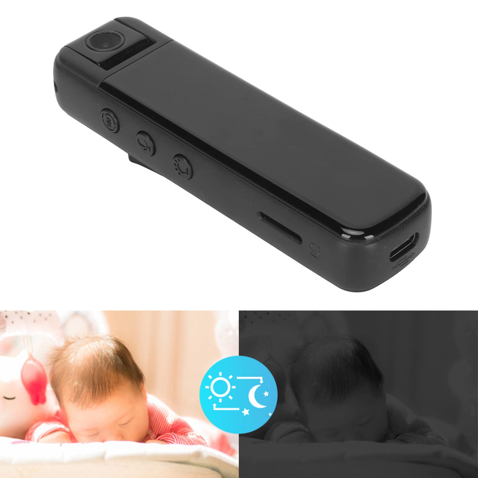 1080P Body Camera with Night Vision - Wearable Mini Security Camera for Riding, Home & Office - USB C Clip-On Video Recorder for Police, Security Guards & Outdoor Activities