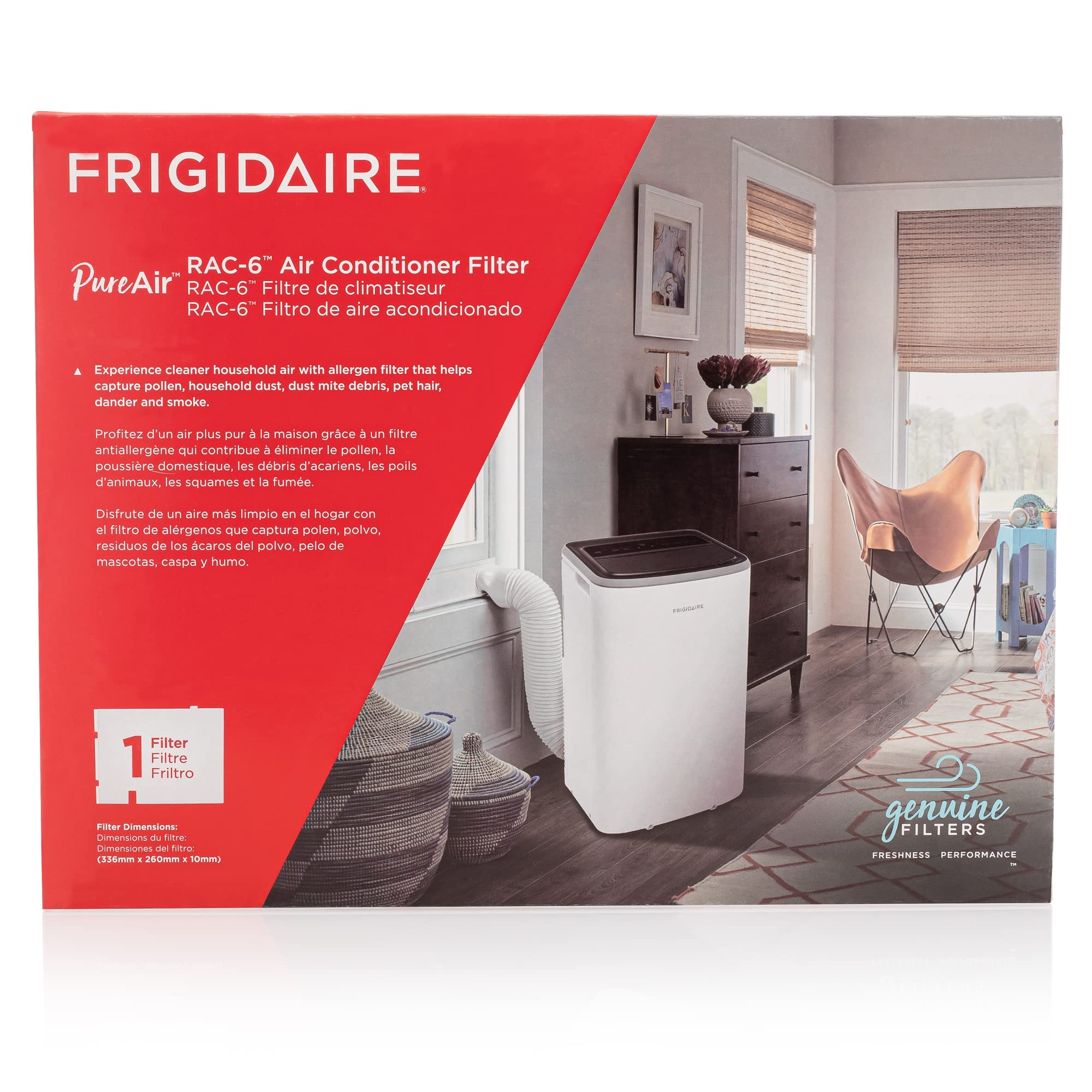 Frigidaire PureAir RAC-6 Replacement Air Conditioner Filter - High Efficiency HVAC Air Filter for Home Cooling System | Perfect for Bedroom, Living Room & Office Use