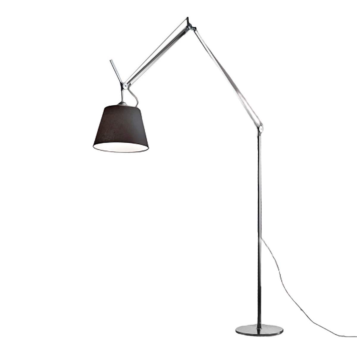 Artemide Tolomeo Mega LED 31W Black Diffuser Aluminum Floor Lamp - Modern Adjustable Standing Light for Living Room, Bedroom & Office (12 Inch)