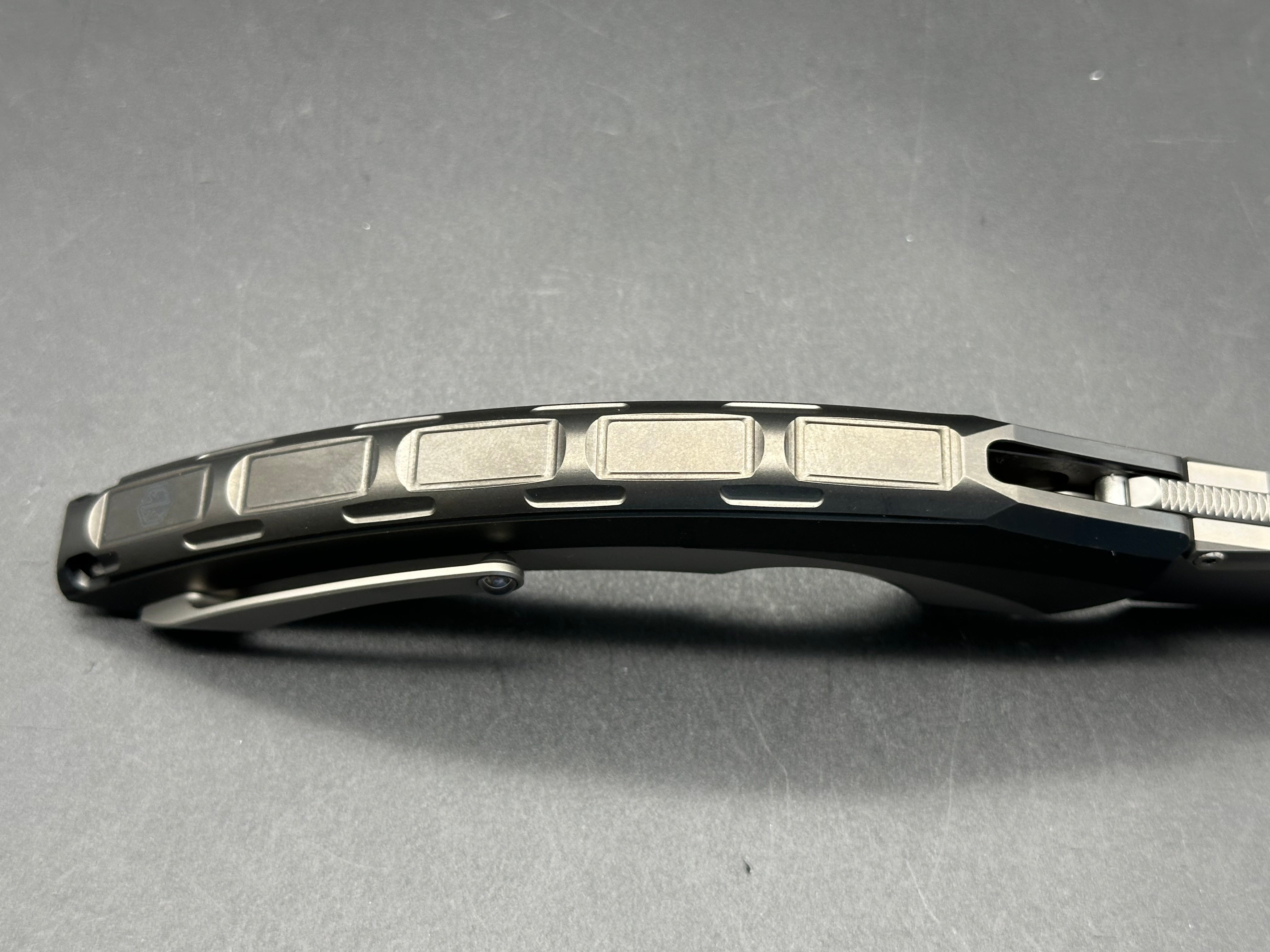 Premium Rike Knife Lamella V1 - Black DLC Titanium Handle & CPM 20CV Steel Blade - EDC Folding Pocket Knife for Outdoor, Camping, and Everyday Carry