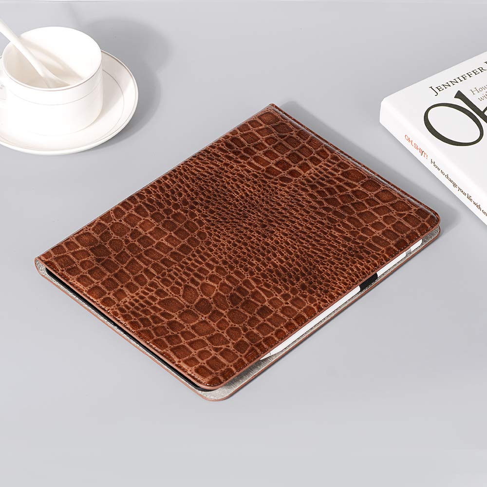 Premium Crocodile Synthetic Leather iPad Pro 11'' Case (6/5/4/3 Gen) & iPad Air 10.9'' Case (6th/5th/4th Gen) - DMaos Folio Smart Cover with Card Slots & Apple Pencil Holder | Auto Sleep/Wake | Stylish Brown | Perfect for Work, Travel & Daily Use