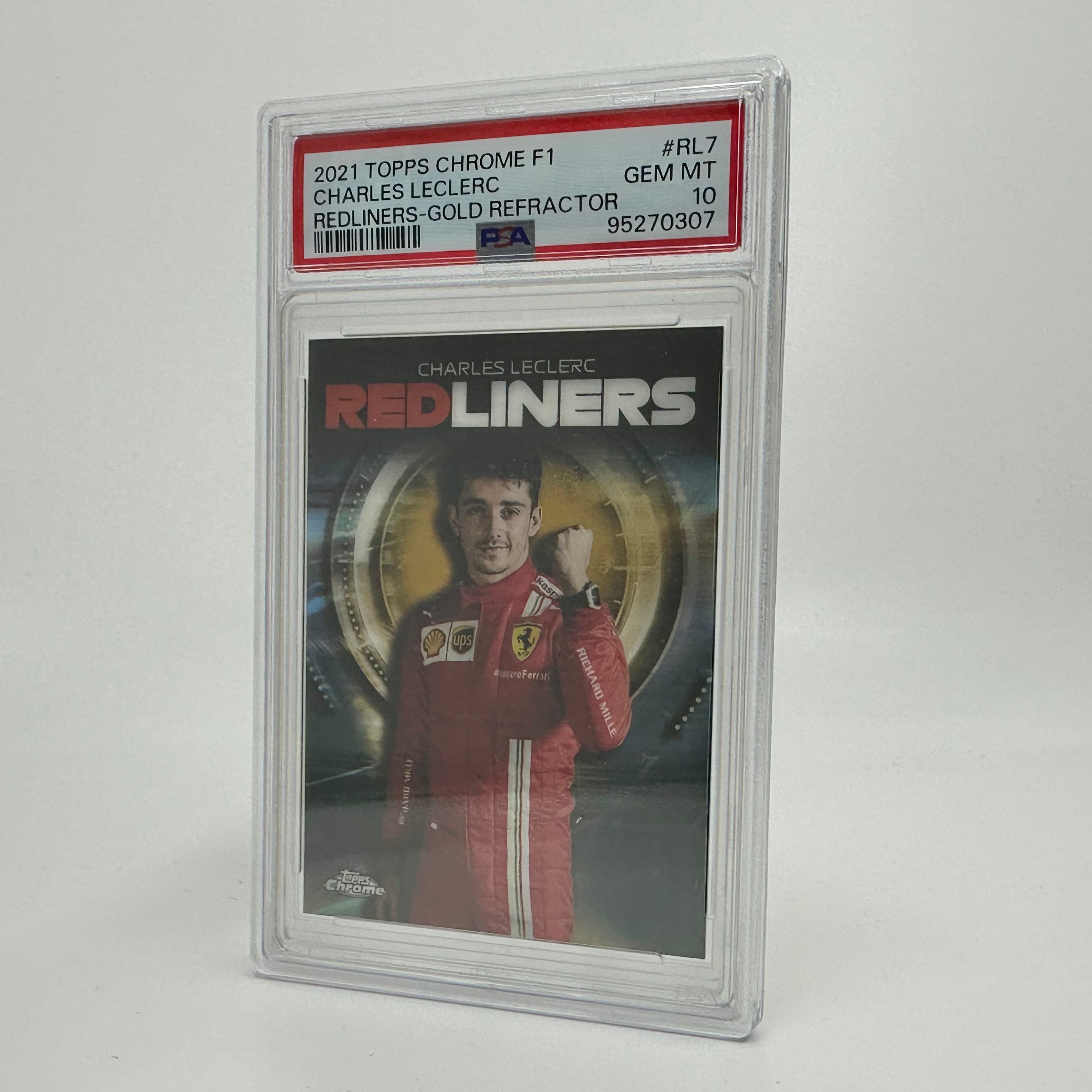 2021 Topps Chrome F1 Charles Leclerc #RL7 Redliners Gold PSA 10 09/50 - Rare Racing Collectible for Display & Investment