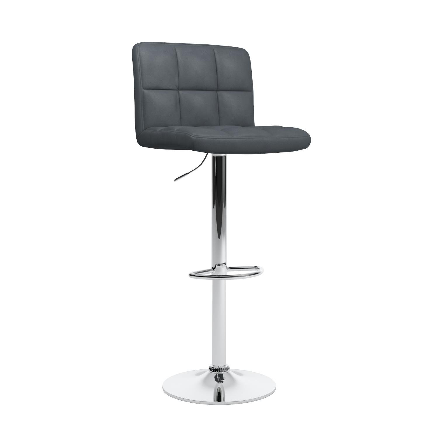 Roundhill Furniture 2-Piece Gray Swivel Leather Adjustable Hydraulic Bar Stools for Kitchen Island, Home Bar & Dining Counter - Comfortable & Stylish Seating Solution