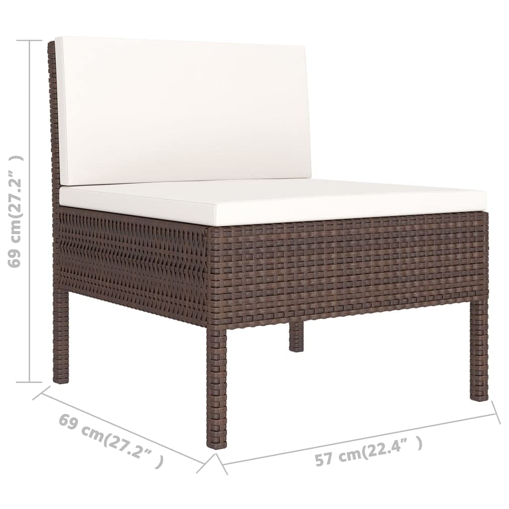 vidaXL 9-Piece Poly Rattan Patio Lounge Set - Weather-Resistant Outdoor Furniture with Comfortable Cushions & Easy-Clean Design - Includes Table & Sofa Units for Garden, Poolside or Backyard Relaxation