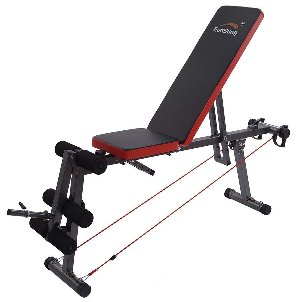 Adjustable Sit Up Bench Press Barbell Lifting - Foldable Home Gym Workout Bench for Full Body Strength Training & Weight Toning - Incline Decline Utility Weight Bench for Home Fitness, Small Spaces & Apartment Workouts