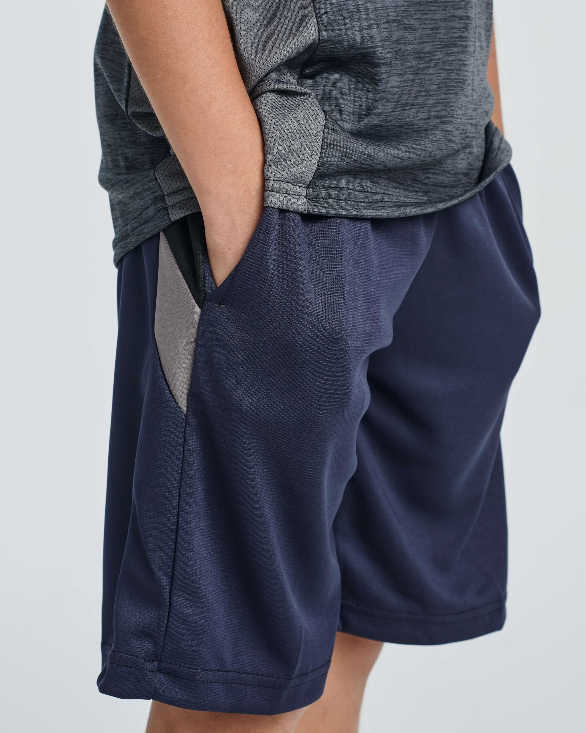 Real Essentials 5-Pack Boys' Athletic Basketball Shorts with Pockets - Breathable Quick-Dry Youth Sports Shorts for Ages 4-18 - Perfect for Basketball, Gym, Running & Casual Wear