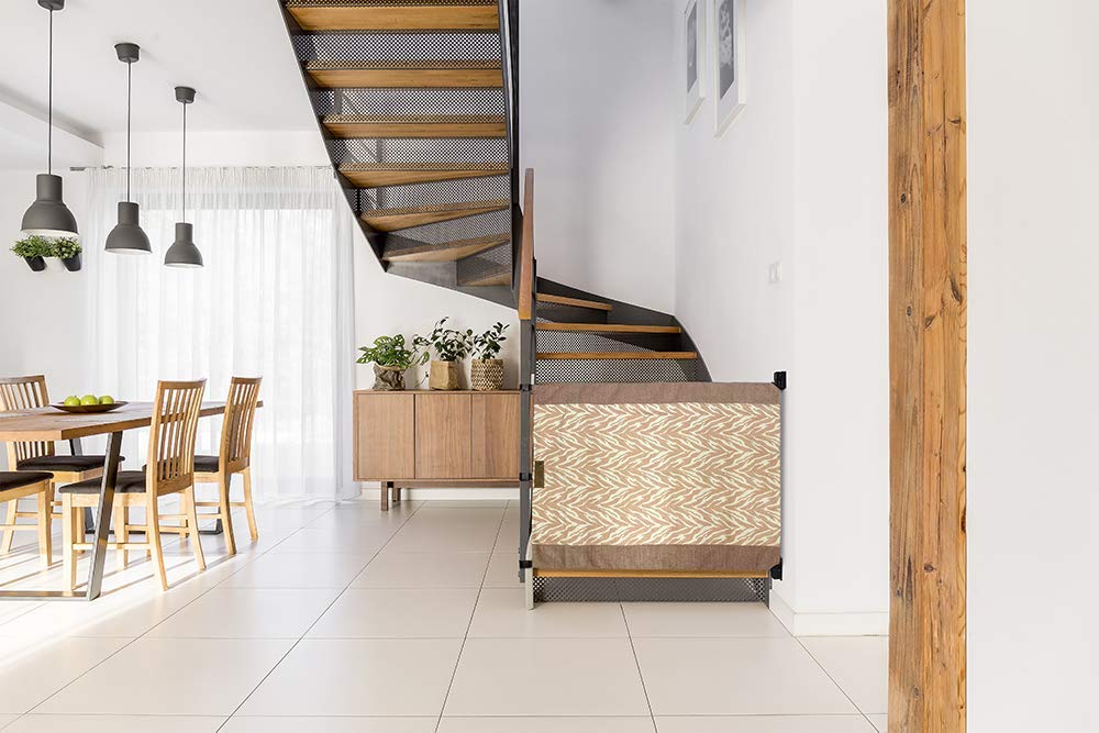 Baby Safety Gate for Stairs - No Drill Fabric Barrier for Banister to Wall (43-52
