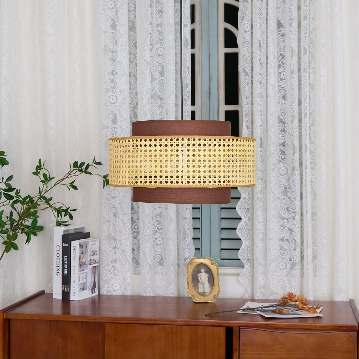 Modern Drum Shade Pendant Light Fixture - Adjustable Hanging Ceiling Lamp for Dining Room, Kitchen Island & Bedroom Lighting