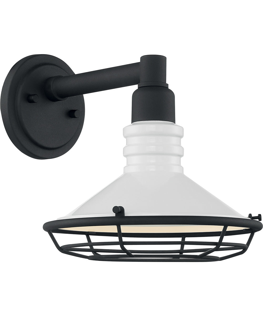 10H Blue Harbor 1 Light Outdoor Wall Sconce - Gloss White & Textured Black Finish - Perfect for Patio, Porch, and Garden Lighting