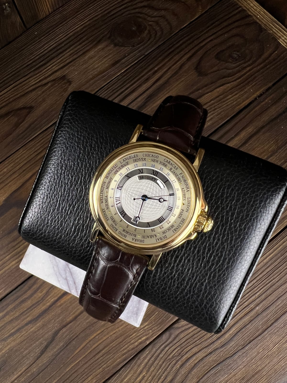 Breguet Marine Hora Mundi 18K Yellow Gold Men's Watch - 24 Time Zones World Time Luxury Timepiece for Business Travelers & Global Professionals