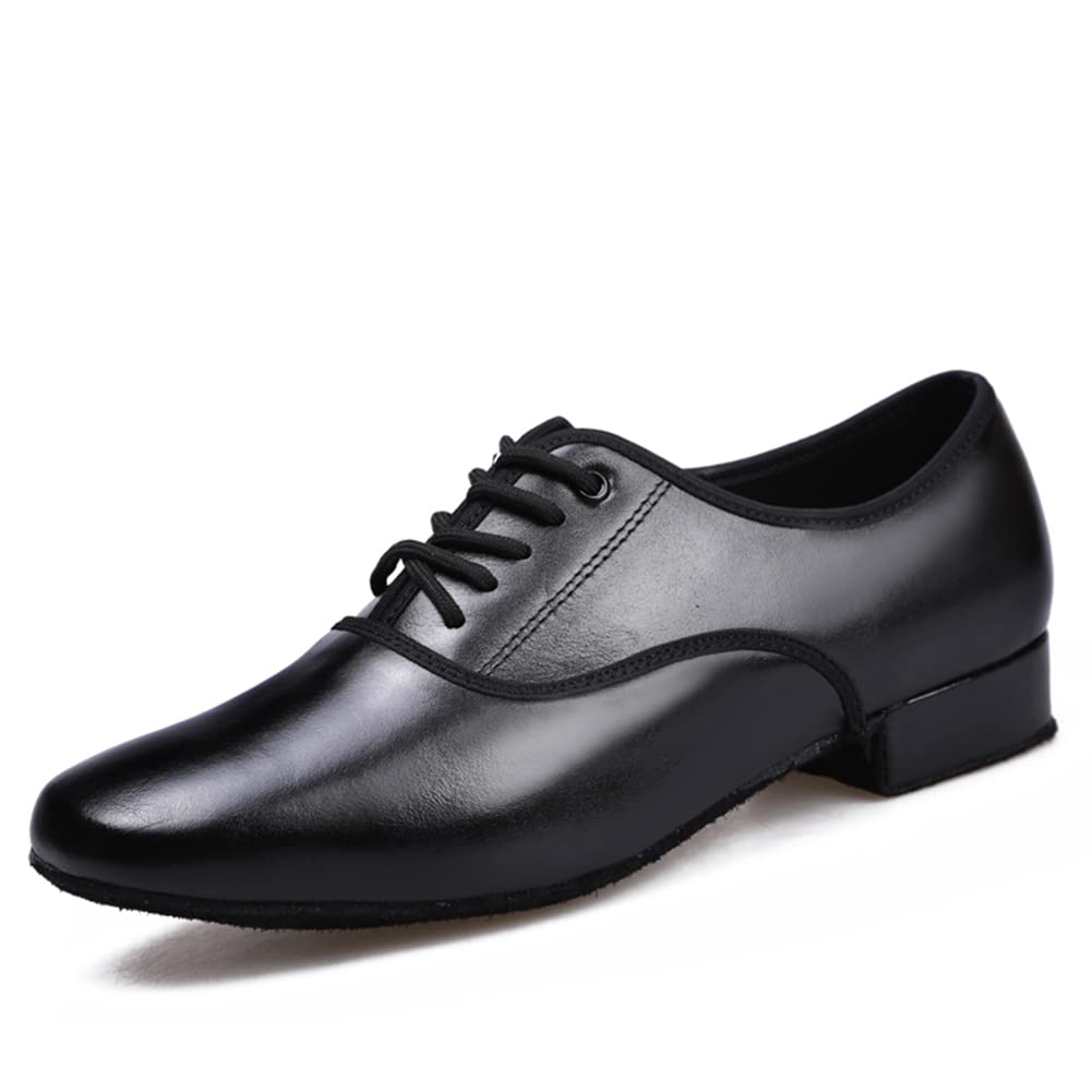 Hipposeus Men's Ballroom Dance Shoes - Genuine Leather Latin Tango Shoes with 1