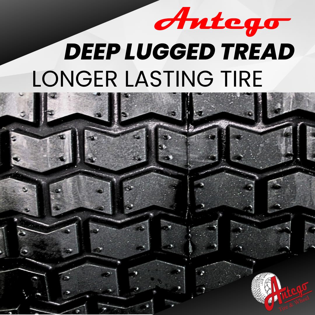 Antego 15x6.00-6NHS Lawn Mower Tires with Wheel Assemblies - Set of 2, Fits John Deere Mowers, Heavy Duty Replacement Tires with Precision Ball Bearings for Smooth Riding - Perfect for Lawn Care, Landscaping and Garden Maintenance