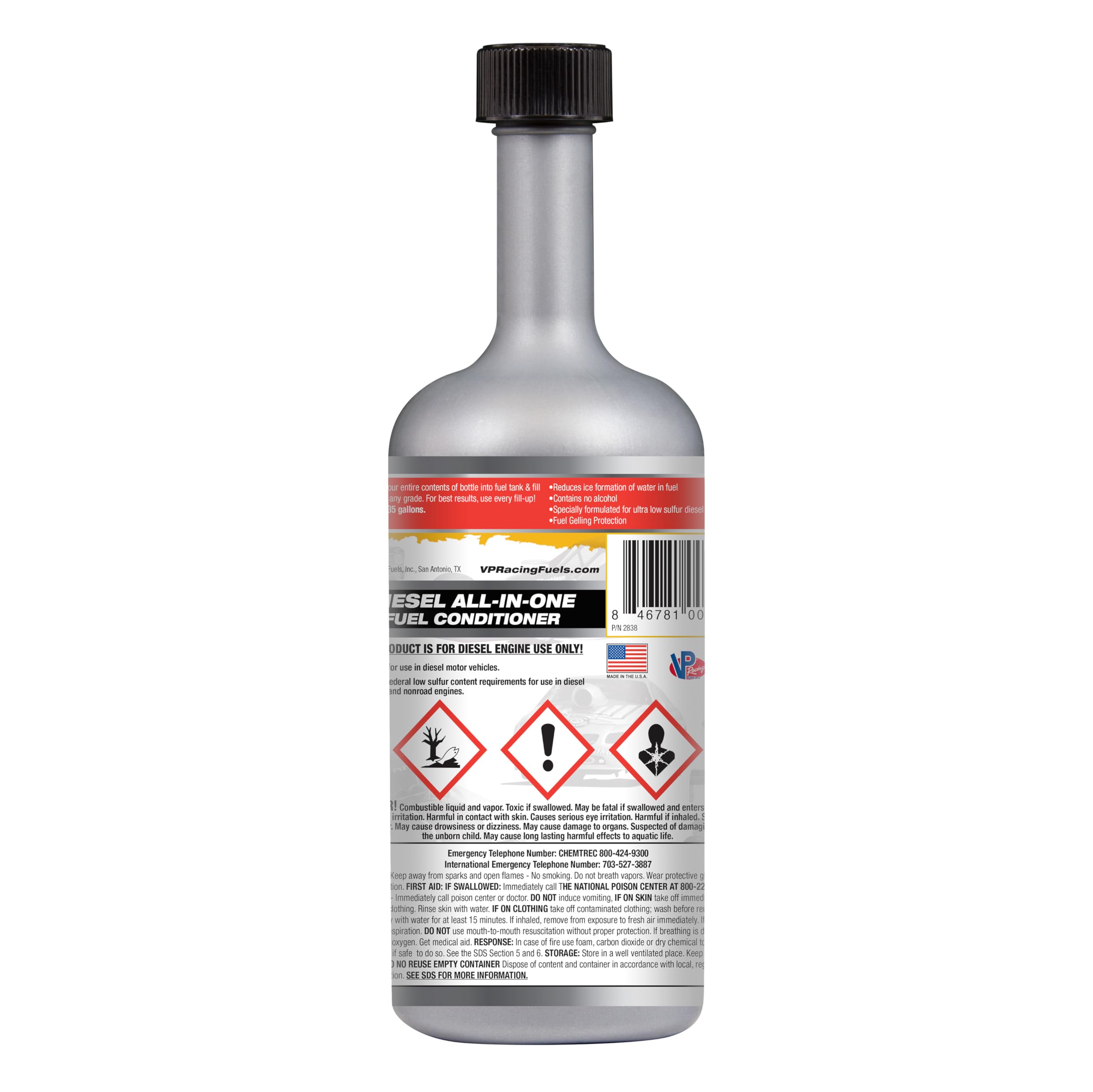 VP Racing Fuels Diesel All-in-One Fuel Conditioner - 16 oz Bottle (Pack of 9) | Improves Performance & Cleans Injectors | Ideal for Trucks, Boats & Heavy Equipment
