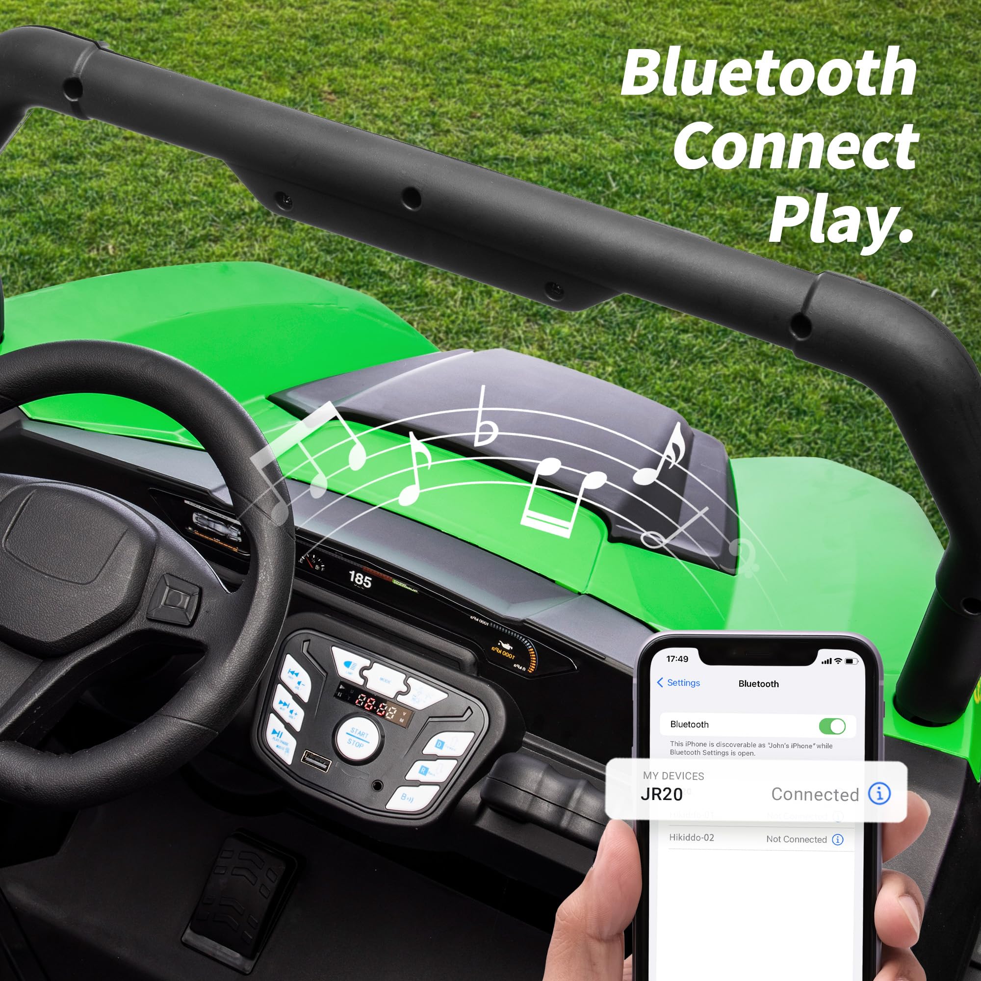 12V 4WD Kids Ride-On Car with Remote Control & Bluetooth - 2 Seater UTV Toy for Children Ages 3-8, Includes Storage - Green | Perfect for Outdoor Play, Birthday Gifts & Backyard Adventures