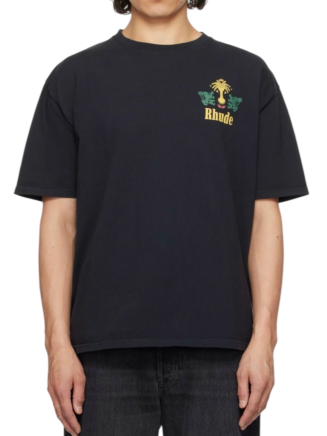 Rhude Vintage Tabaco T-Shirt - Black Cotton Graphic Tee for Men | Streetwear Fashion, Casual Outfit & Urban Style