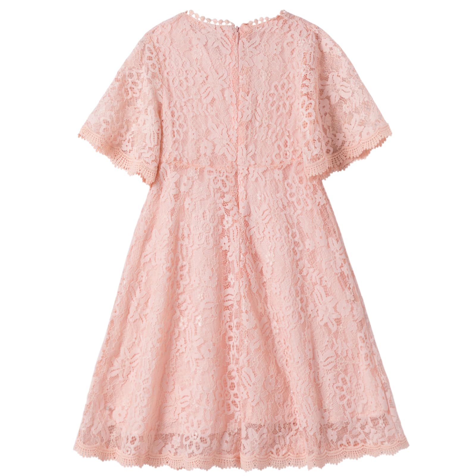 Niyage Girls Lace Dress for Toddlers - Elegant Half Sleeve Princess Party Dress with Floral Embroidery | Perfect for Flower Girls, Birthday Parties, Weddings & Special Occasions