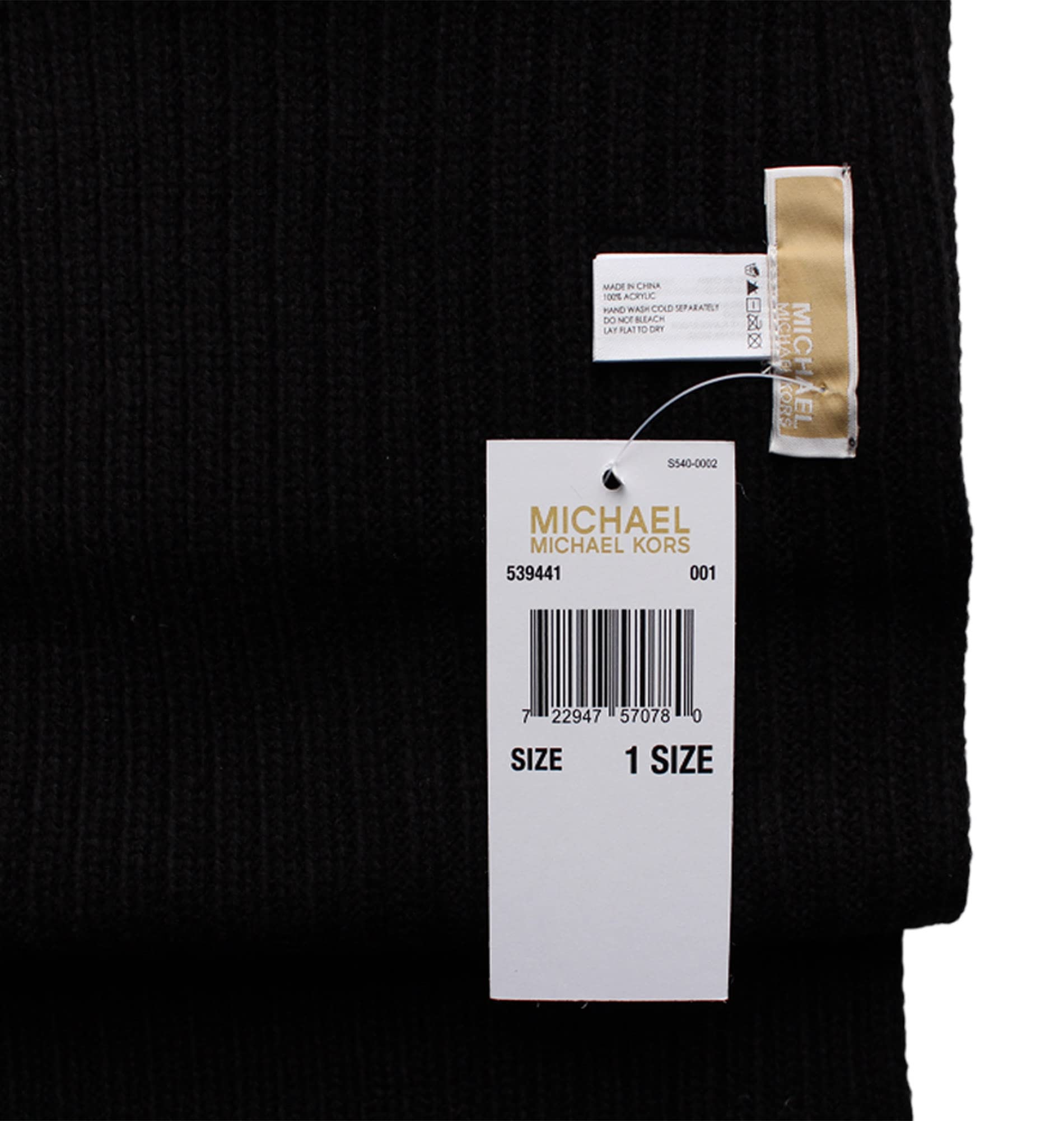 Michael Kors Women's Winter Accessories Set - Knitted Gloves, Scarf & Beanie Hat with Signature Logo, MK Gift Box (Black, One Size) - Perfect for Cold Weather, Holiday Gifts & Fashion Outfits