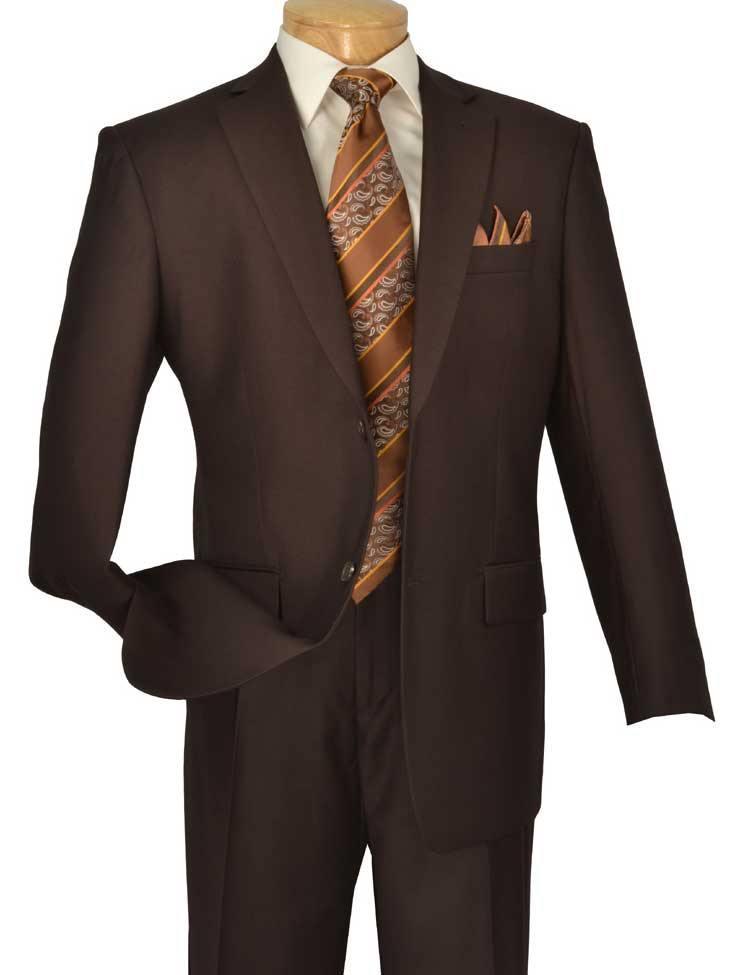 Executive Classic Fit Two Piece Suit - Solid Brown Color for Business Meetings & Formal Events | Premium Men's Tailored Suit for Office & Weddings