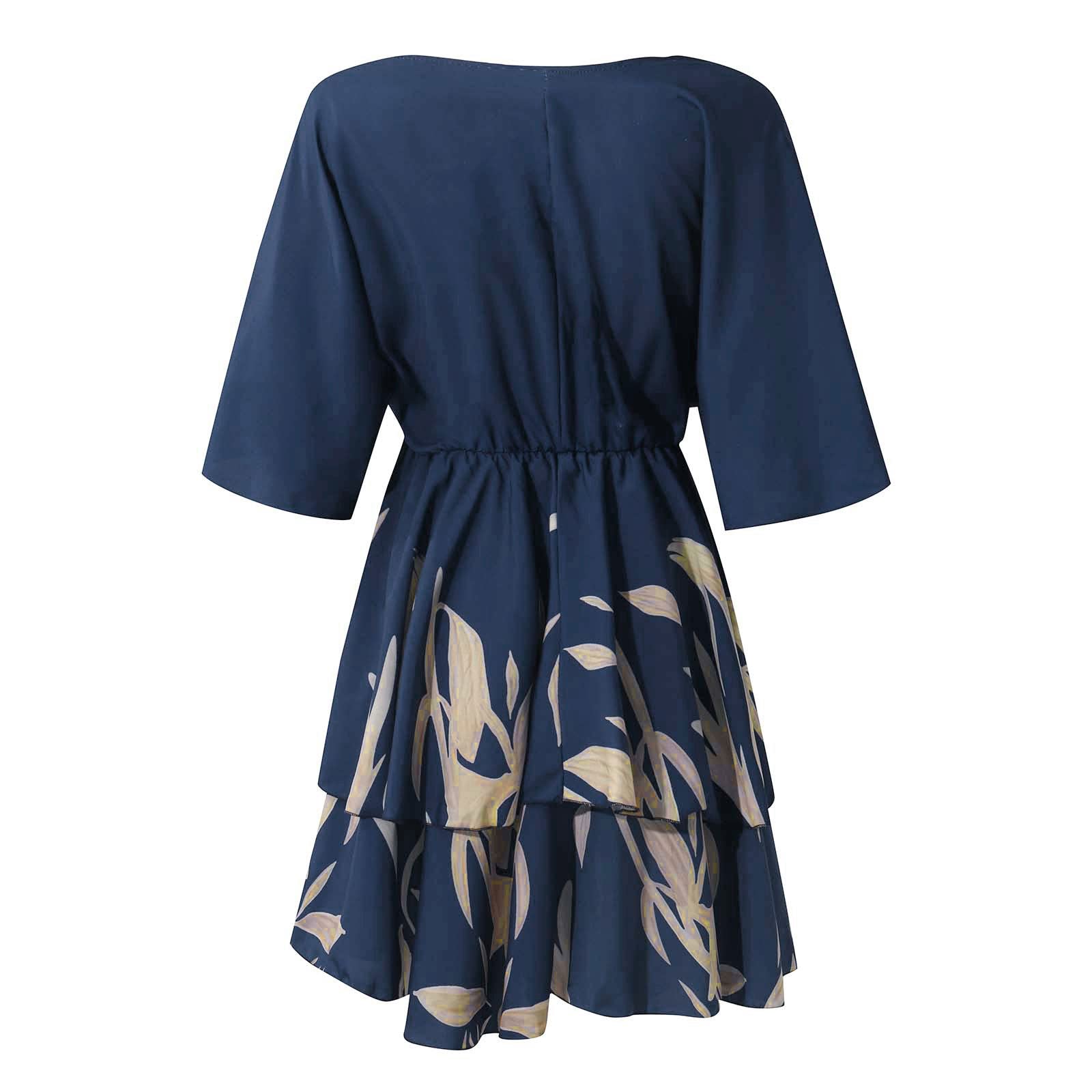 Women's Plus Size Floral Print Mini Dress with V-Neck & Cinched Waist - Elegant Short Sleeve Party Dress for Casual Outings, Date Nights & Summer Events