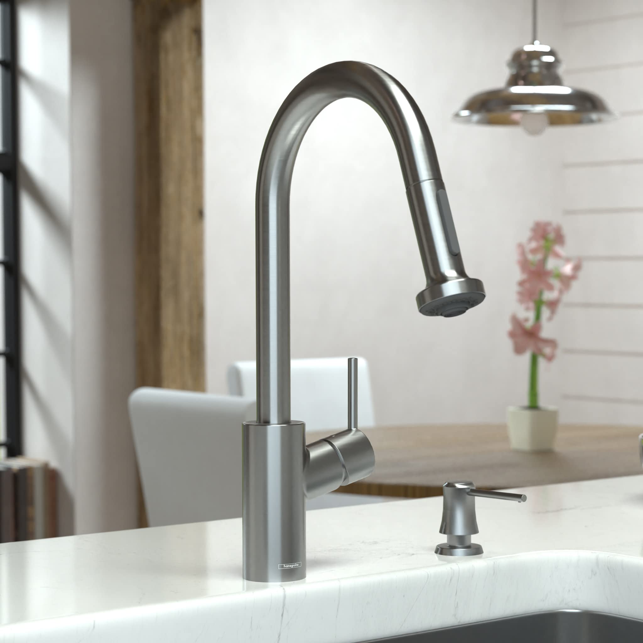 Hansgrohe Talis S² Stainless Steel High Arc Pull Down Kitchen Faucet with Magnetic Docking Spray Head - Modern Design for Sink & Cooking - Perfect for Home Kitchen Remodeling & Daily Dishwashing