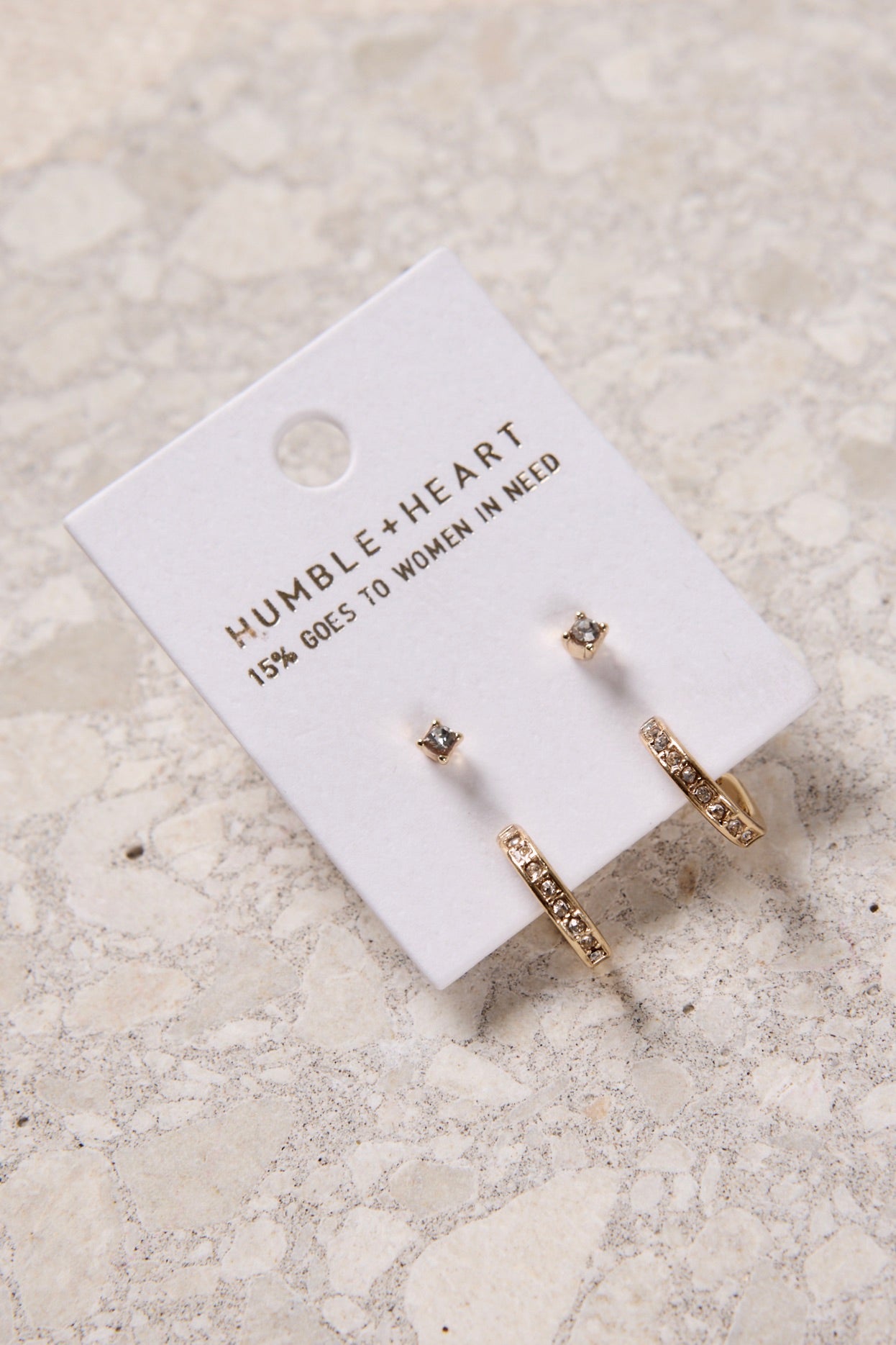 Diamond Hoop Stud Earrings Set in Gold - Perfect for Parties, Weddings & Everyday Elegance