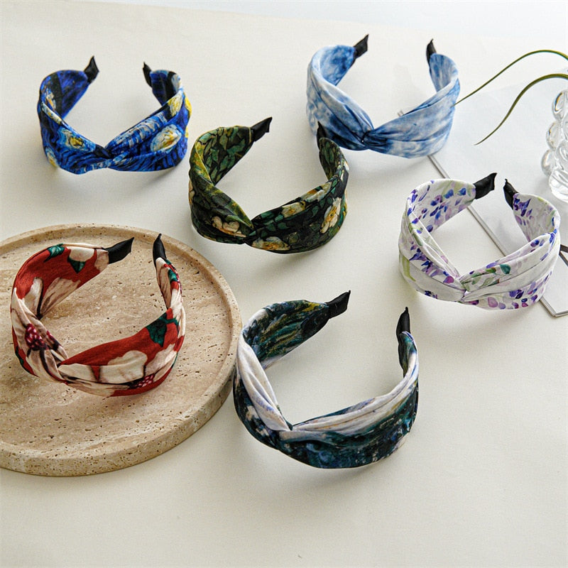 Women's Summer Printed Fabric Headband - Stylish Hair Accessory for Workouts, Yoga, and Outdoor Activities