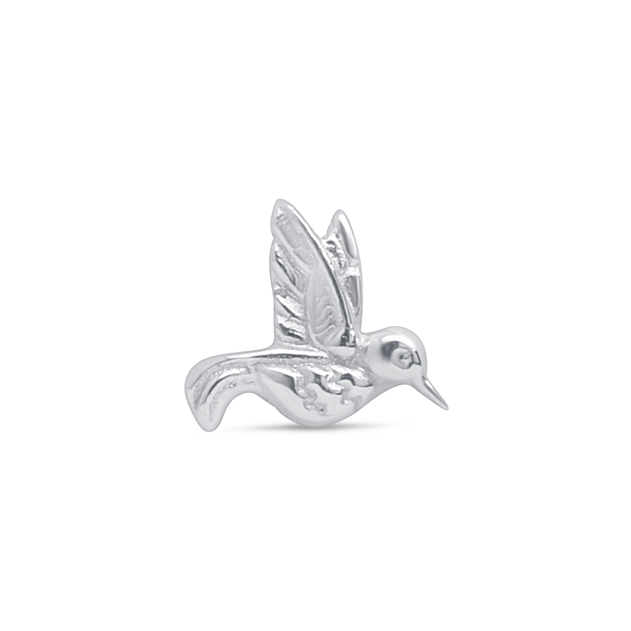 14k White Gold Hummingbird Flat Back Stud Earrings - Perfect for Everyday Wear, Gifts & Special Occasions