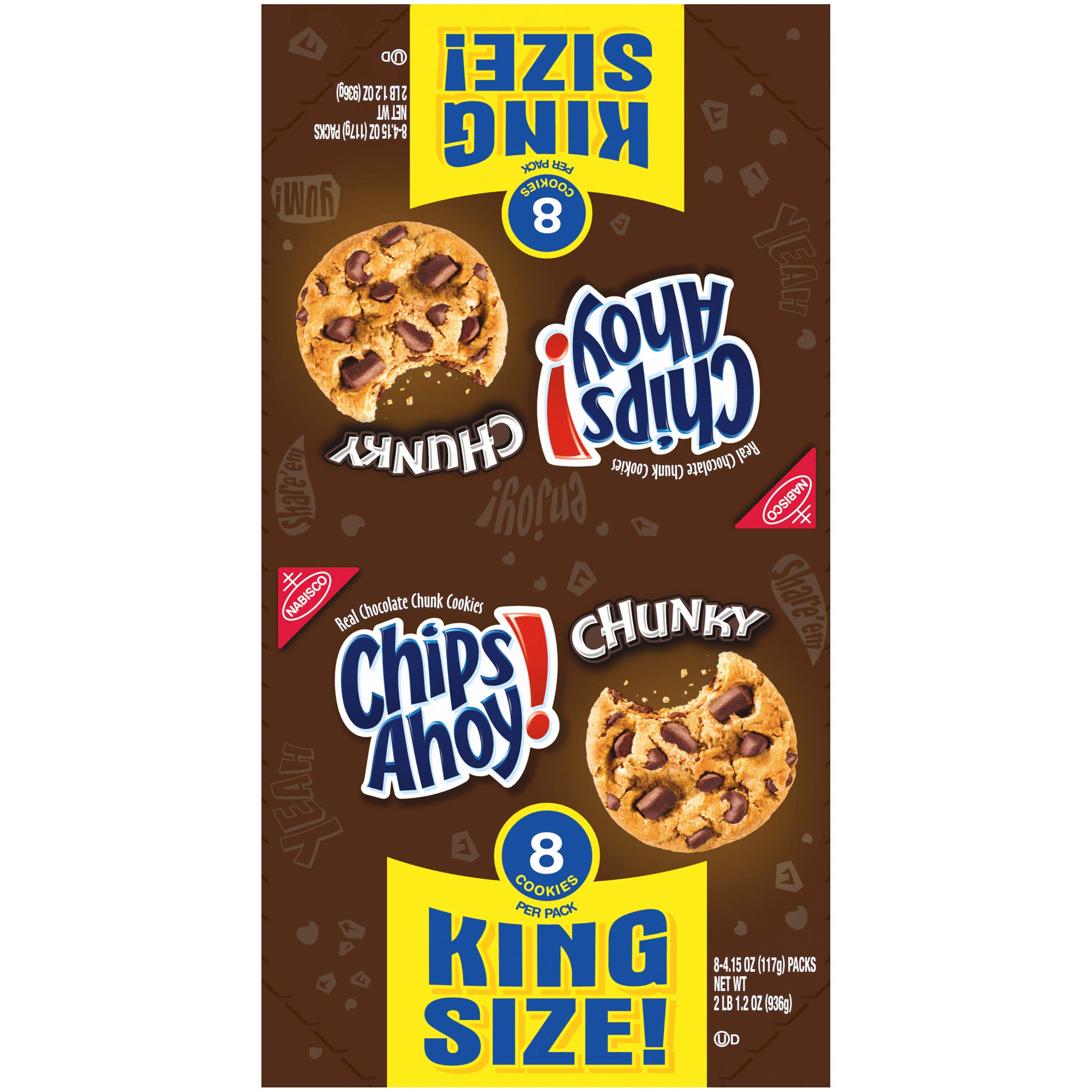 Chips Ahoy! Chunky King Size Chocolate Chip Cookies, 33.2 oz (Pack of 8) - Perfect for Snacking, Parties & Office Treats