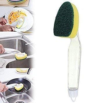 Wishbone Sink Dish Soap Dispensing Scrub Brush - Kitchen Cleaning Wand for Oil Stains & Grease | Perfect for Pots, Pans & Dishes