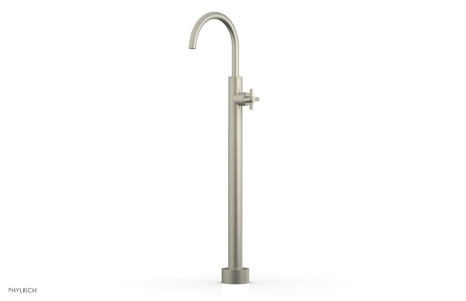 BASIC Tall Floor Mount Tub Filler with Cross Handle - D131 44 02 - Perfect for Modern Bathroom Renovations and Spa-Like Showers