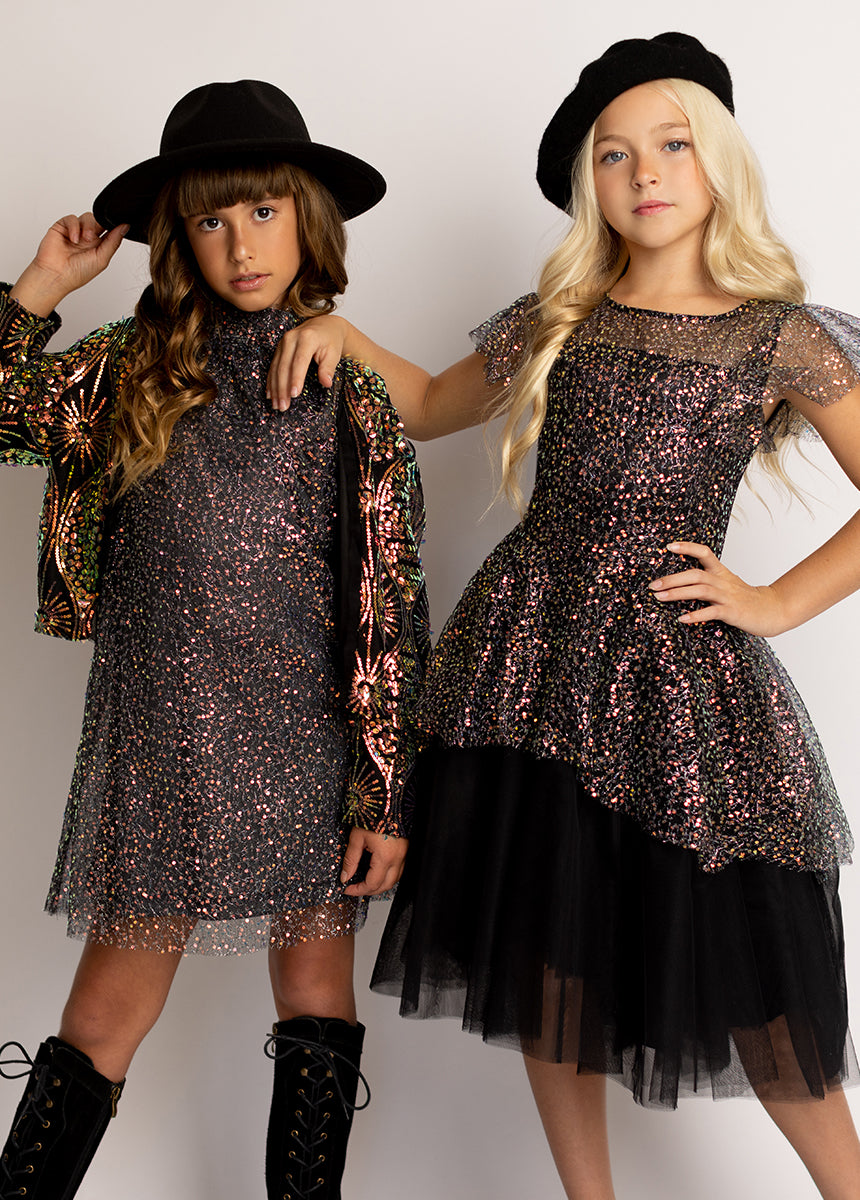 Ansel Black Sequin Dress for Women - Elegant Evening Gown for Parties, Prom, Cocktail Events & Special Occasions
