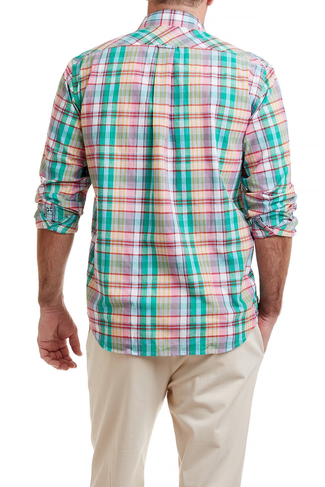Chase Shirt Seacrest Madras Plaid Button-Up Shirt for Men - Casual Summer Beachwear & Outdoor Activities