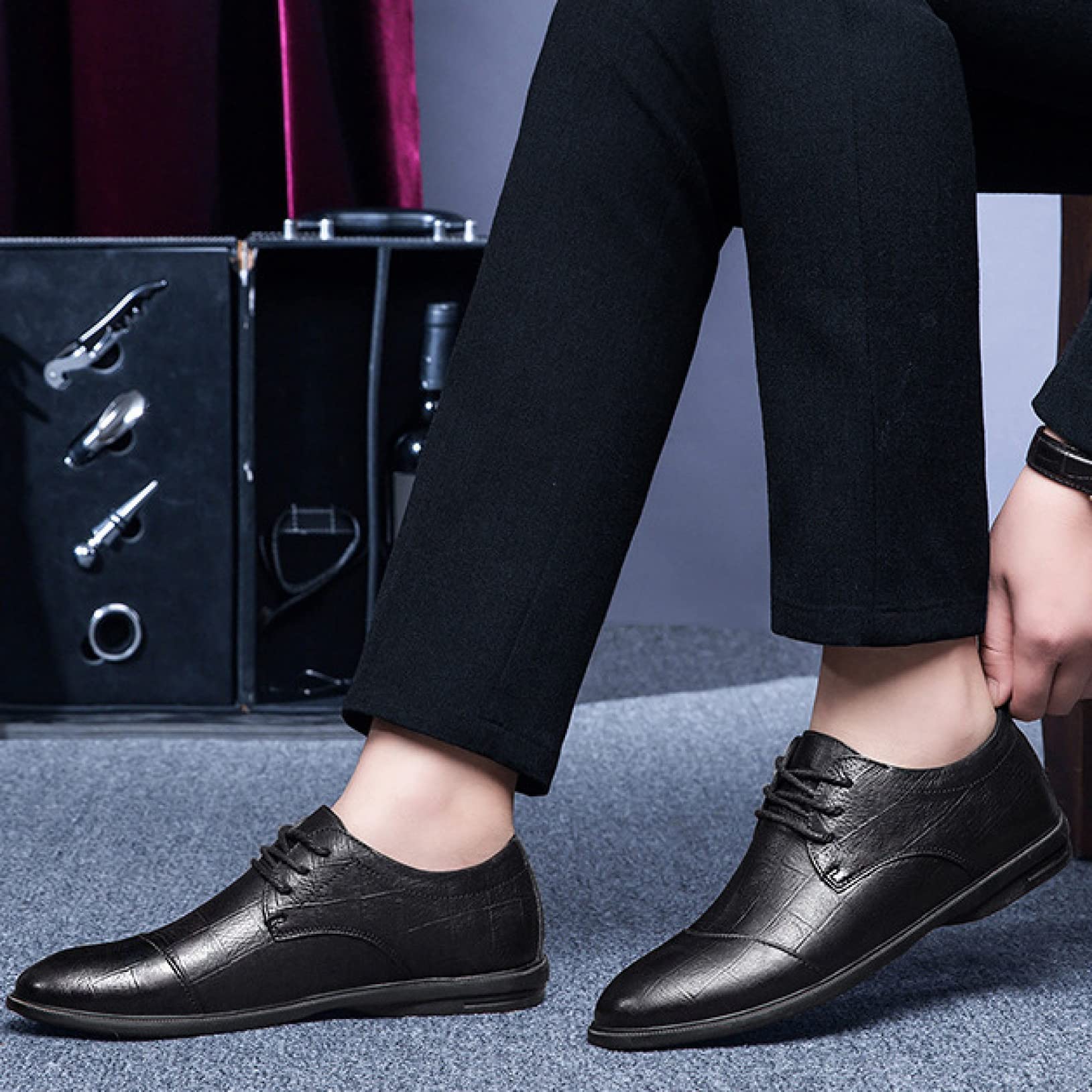 Men's Soft Leather Oxford Shoes - Casual & Business Dress Flats for Work, Leisure, Driving & Outdoor | Comfortable Lace-Up Loafers for Office, Travel & Daily Wear