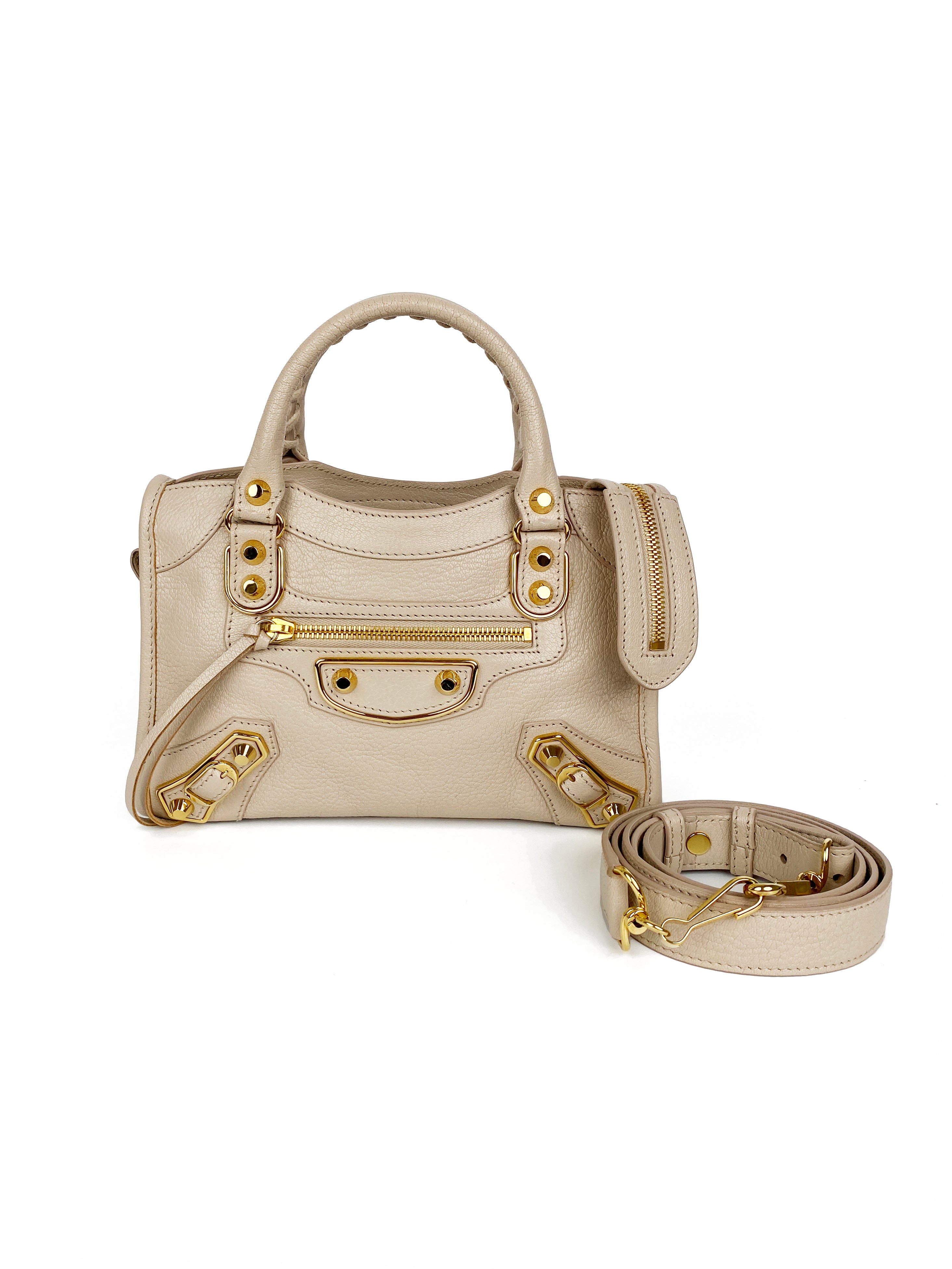 Balenciaga Cream Mini Classic City Bag - Luxury Crossbody Handbag for Women | Perfect for Date Night, Travel & Everyday Use