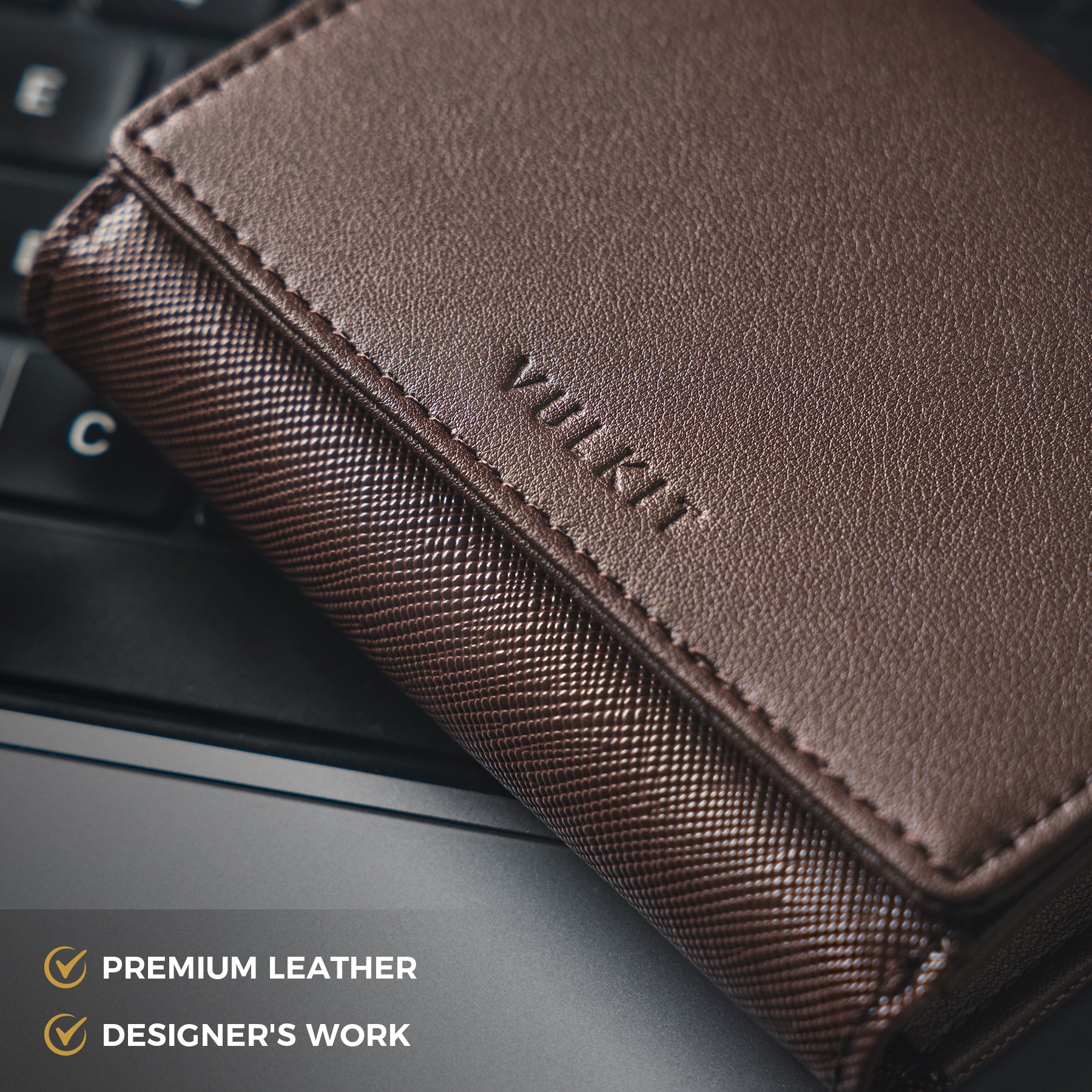 Premium VBC101 Leather Business Card Holder - Magnetic Closure, Holds 40 Cards with ID Window - Perfect for Professionals, Networking & Office Use