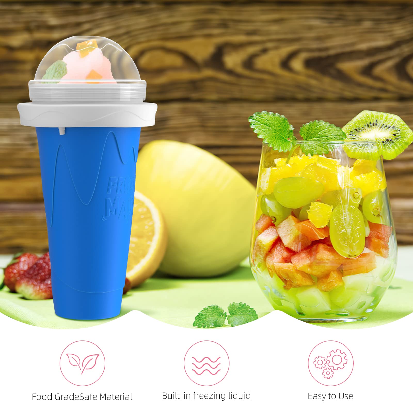 Magic Slushy Maker Cup - Frozen Ice Cup for Homemade Slushies, Smoothies & Milkshakes | Quick Freeze Squeeze Cup | Perfect for Summer Drinks, Kids Parties & Outdoor Picnics