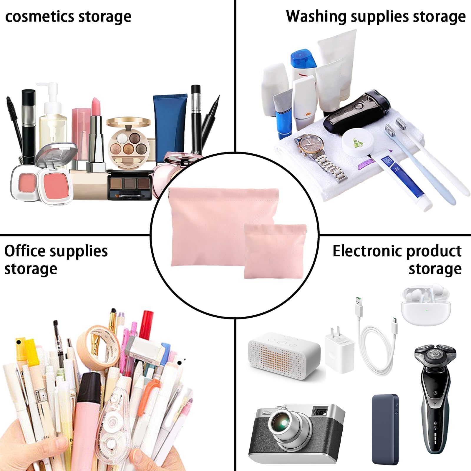 LYDZTION 2-Piece Pink Waterproof Makeup Bag Set for Women | Checkered Cosmetic Travel Toiletry Organizer | Cute Small Aesthetic Storage Pouch | Perfect for Travel, Gym & Daily Essentials Organization