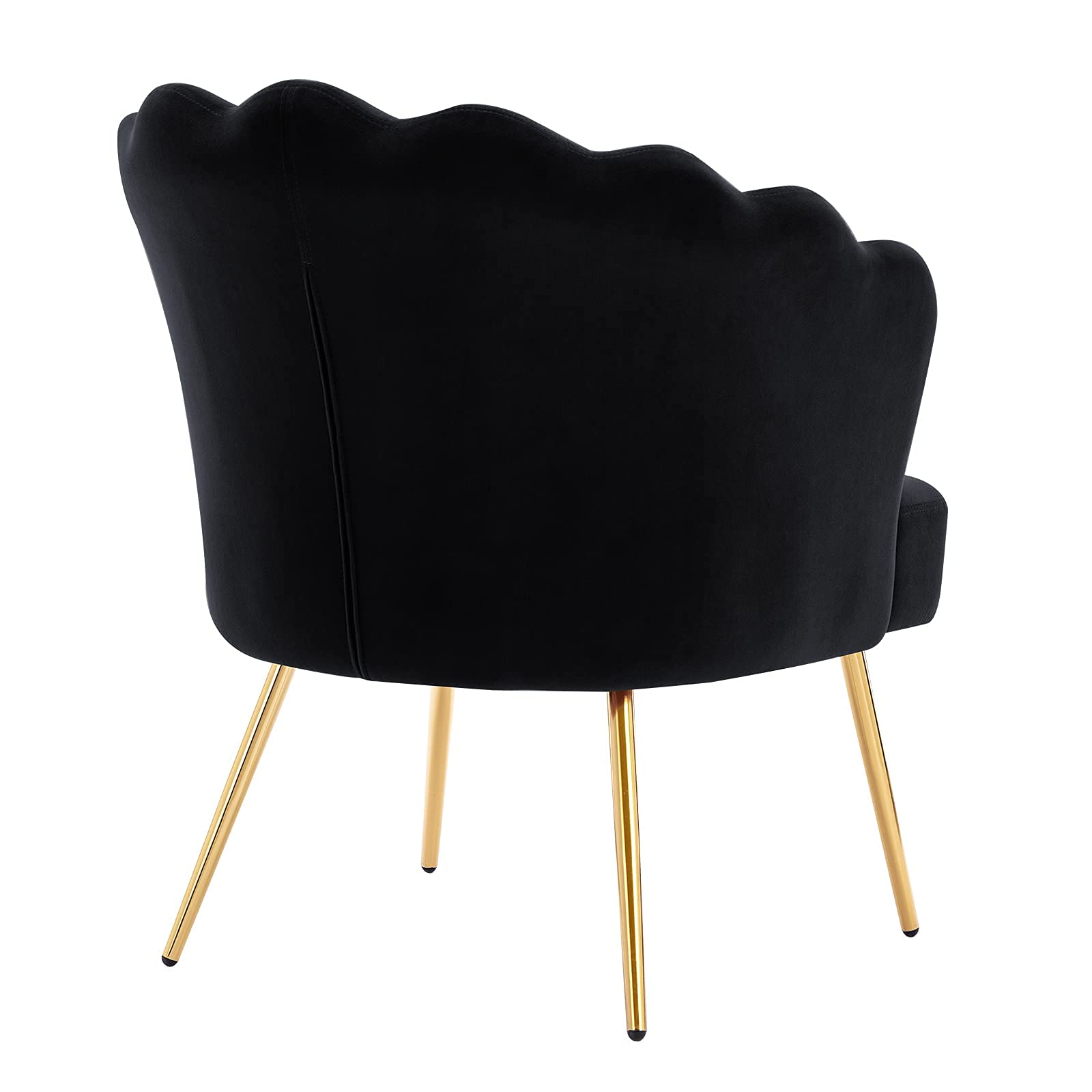DUHOME Velvet Upholstered Accent Chair with Golden Metal Legs - Comfortable Makeup Vanity Chair, Guest Chair & Desk Chair for Living Room, Bedroom, Office & Reception Area - Elegant Black Velvet Seating Solution for Home Decor